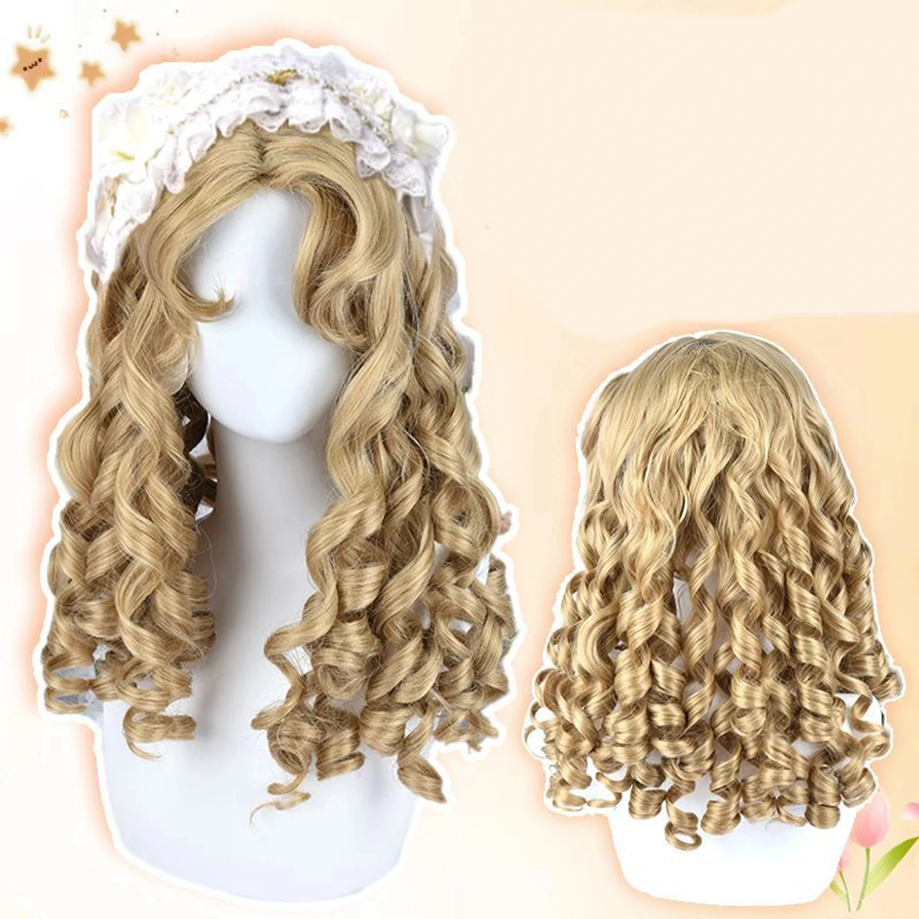 JKL Synthetic 26inch Princess Curly Wavy Long Brown Sleeping Beauty Aurora Cosplay Wig for Halloween Christmas School Thanksgivi