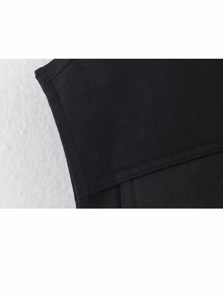 HH Woman Early Spring Fashion Sleeveless Stand Collar Pocket Zipper Decoration Short Coat Female Casual Loose Keep Warm Jacket