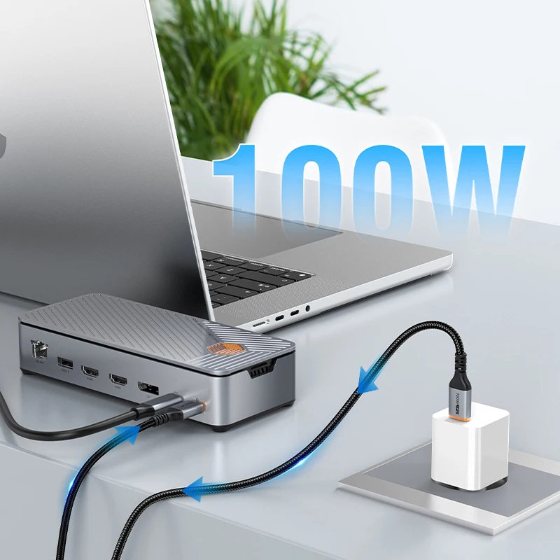 CABLETIME USB C Docking Station Type C 8K Dock C Hub to HDMI DP USB 3.2 1000Mbps PD 100W 10Gbps M.2 SSD for MacBook Dell Laptop