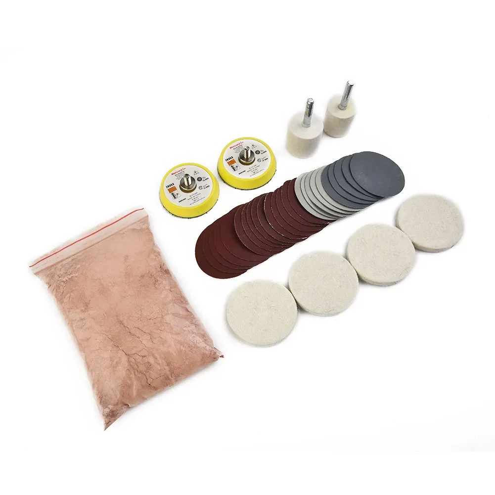 Deep Scratch Remover Repair Glass Polishing Kit Wool Polish Pad Cerium Oxide Powder Watch Glass Screen Windows Polishing Kit