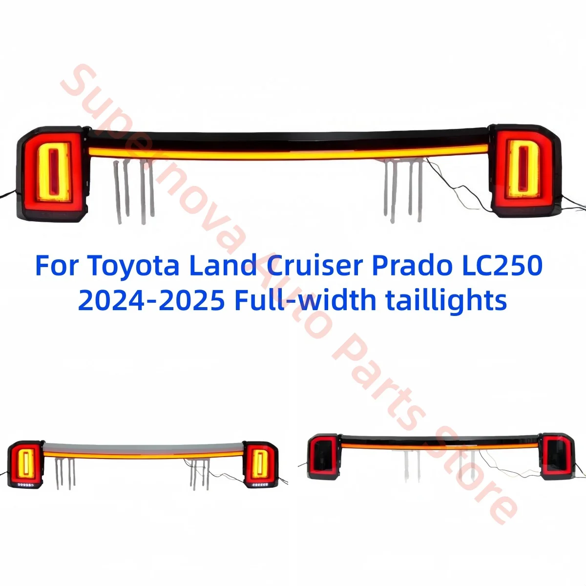 

Подходит для Toyota Land Cruiser Prado LC250 2024-2025: полноразмерные задние фонари, светодиодная модификация, стоп-сигнал, динамический указатель поворота с эффектом бегущей воды