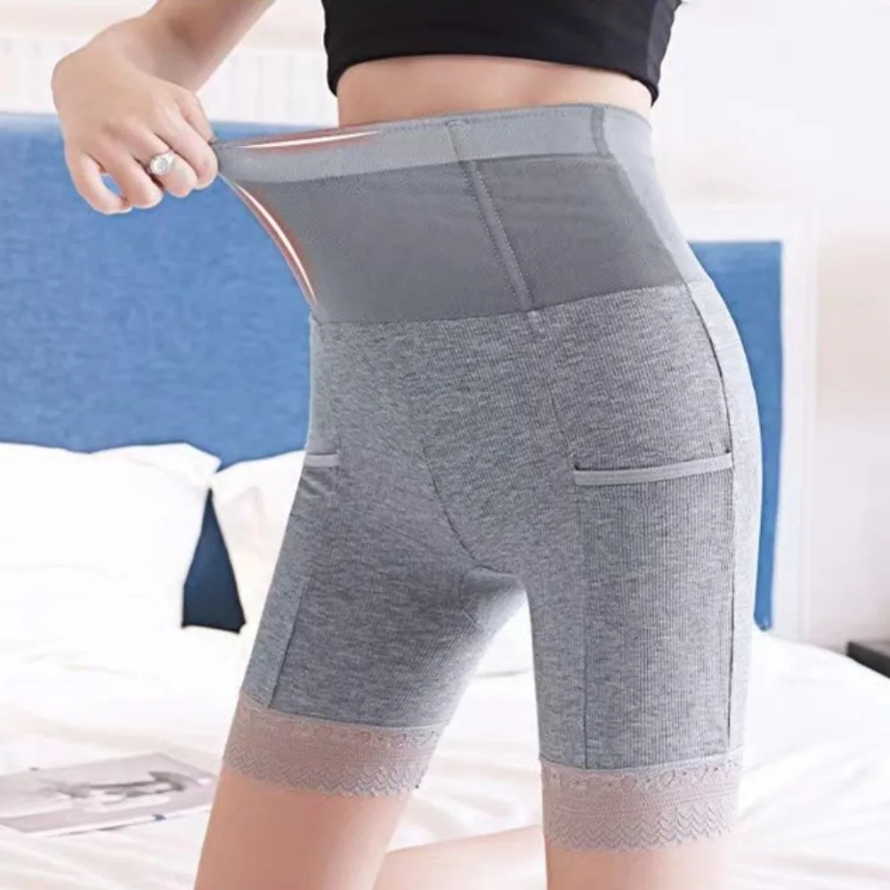 

Anti-glare Lace Safety Pants with Pocket Seamless Body Shaper Lace Tummy Control Safety Shorts Female Lingerie Lift Buttock