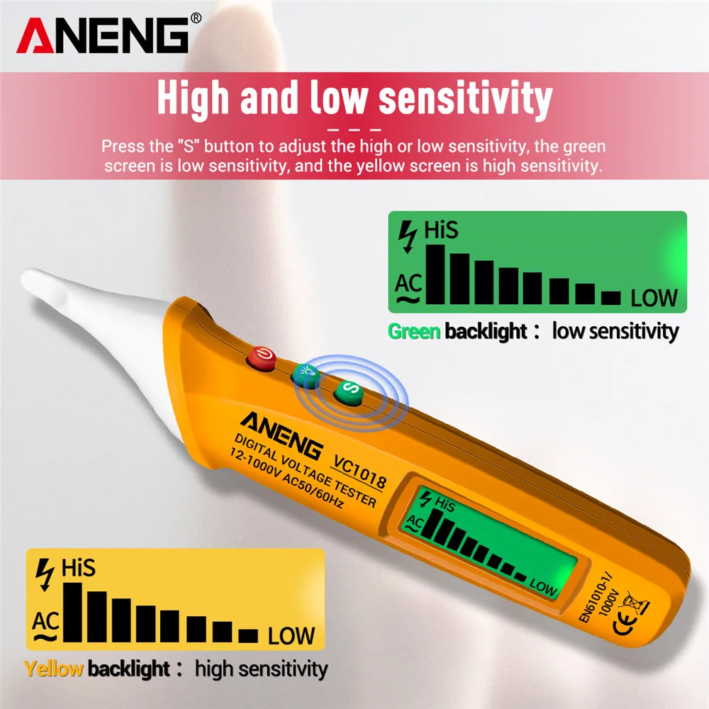 VC1018 Non-contact Electric Tools Sensor Tester Pen Smart Ac Voltmeter 1000v Voltmeter Meter Buzzer Detector Power Tools ANENG