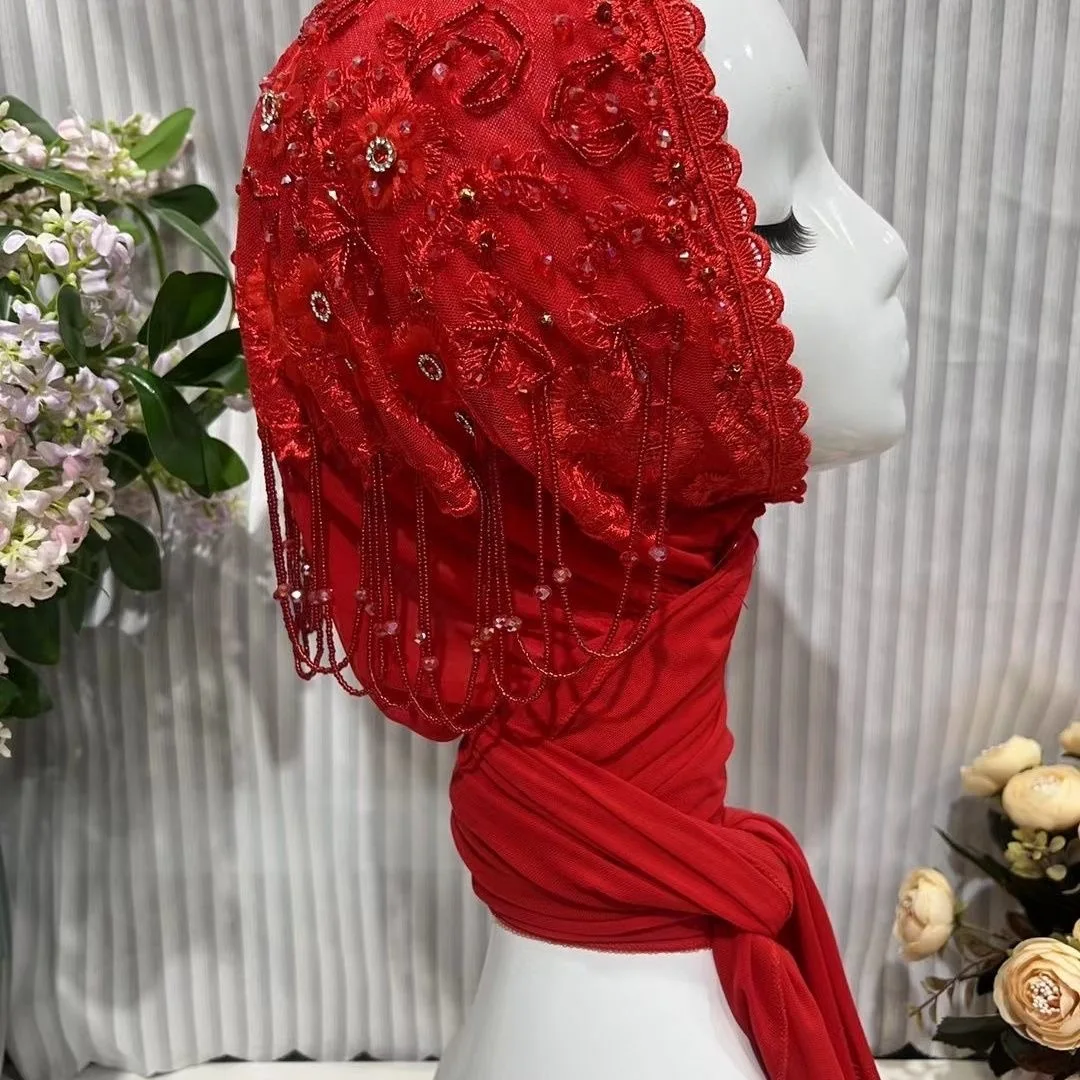 

Hijab Muslim Women Shawl Headscarf Luxury Tassels Scarf Malaysia Prayer Kufi Islam Saudi Arabia Lace Turban