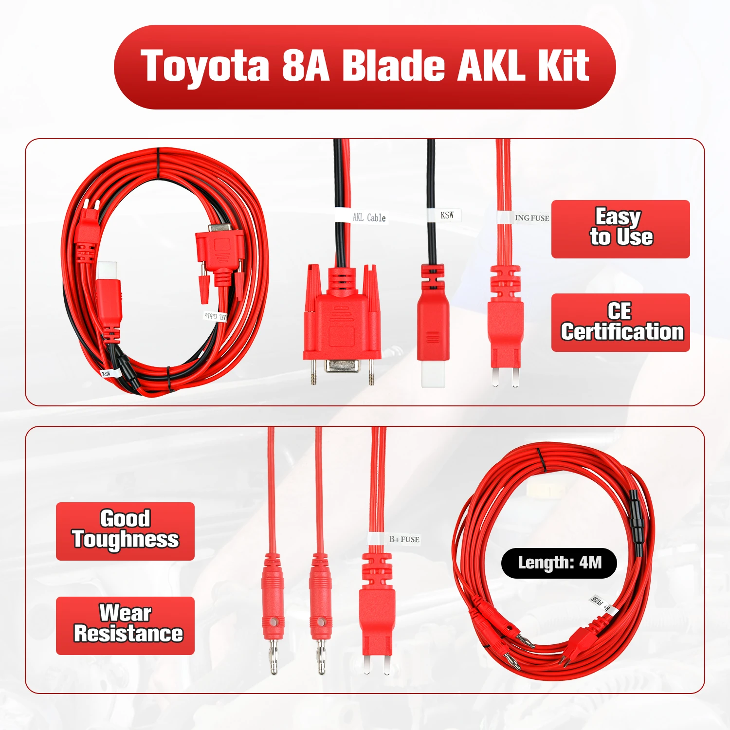 Autel Toyota 8A AKL Cable Blade Key All Keys Lost Adapter Autel Key Programming Accessory Work with IM508/ IM608 and G-Box3