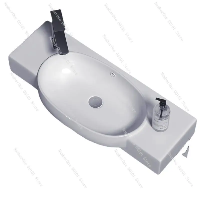 Small Apartment Wall-Mounted Ceramic Wash Basin Narrow Edge Extra Long Corner Wash Basin Bathroom Balcony Hanging Basin Wash Sin