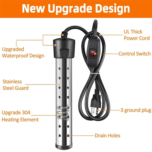 Imagen 2 del producto ¡Promoción! Calentador de agua de inmersión, calentador de piscina de 1500W con Control de interruptor, calentador de bañera con Control de temperatura inteligente Us P