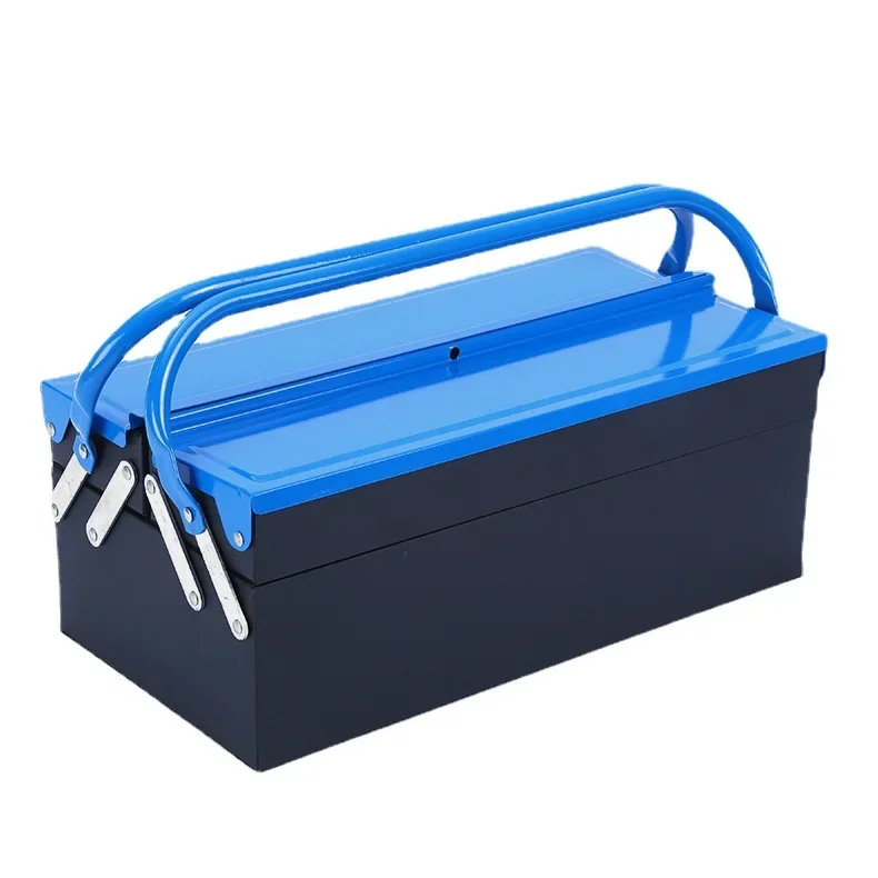 Metal thickened single tie rod iron storage box folding, large space tool box, extended iron tool box