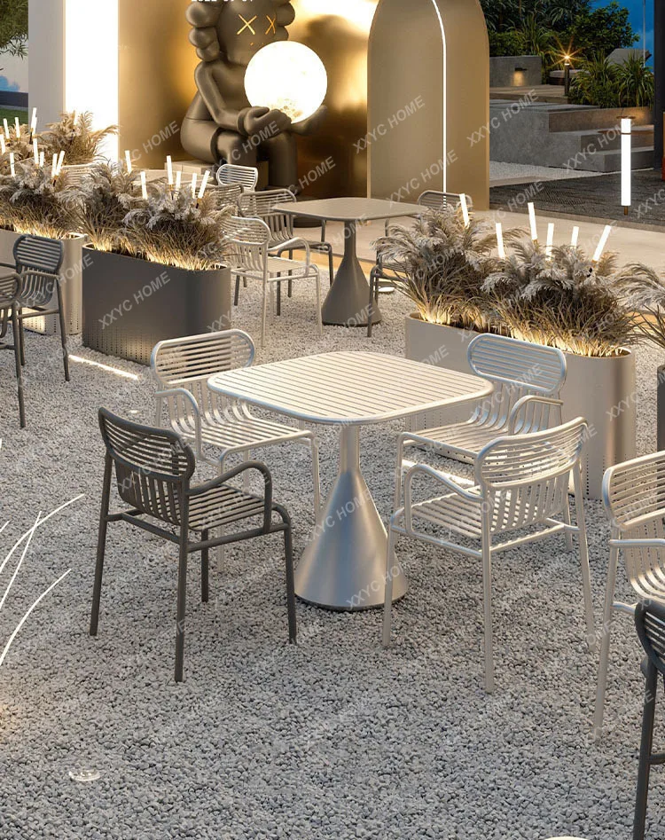 Outdoor Dining Set for Courtyards & Cafés, Stylish Table and Chairs for Balcony & Patio Relaxation Outdoor Furniture Set Patio