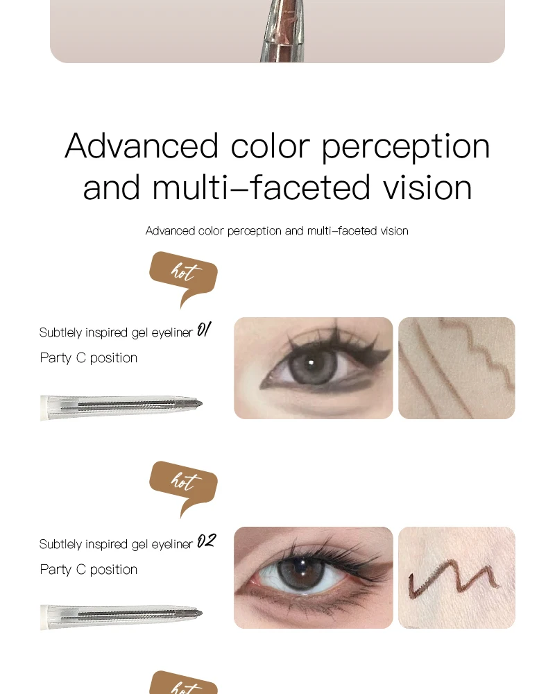 Herorange Eyeliner Gel-Stift Wasserfest Verwischungsfrei Langanhaltend 3D Augen-Make-up für Anfänger – Detail 4