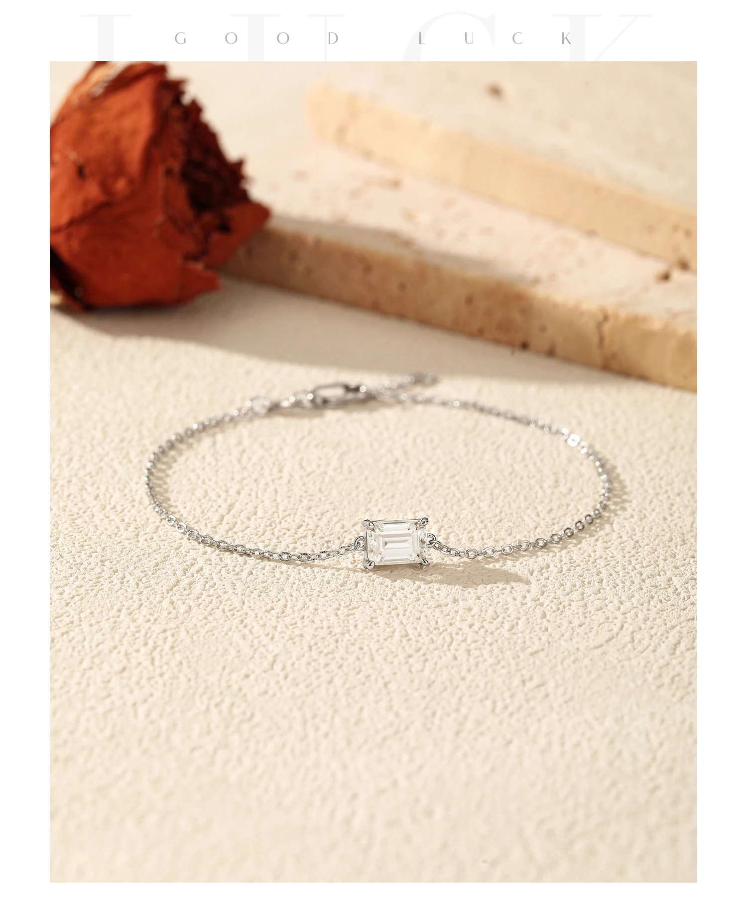 MODIAN Smaragdschliff D-Farbe Rechteckiges Moissanit-Armband aus 925er Sterlingsilber, luxuriöses Gliederkettenarmband für Damen, edler Schmuck – Detail 12