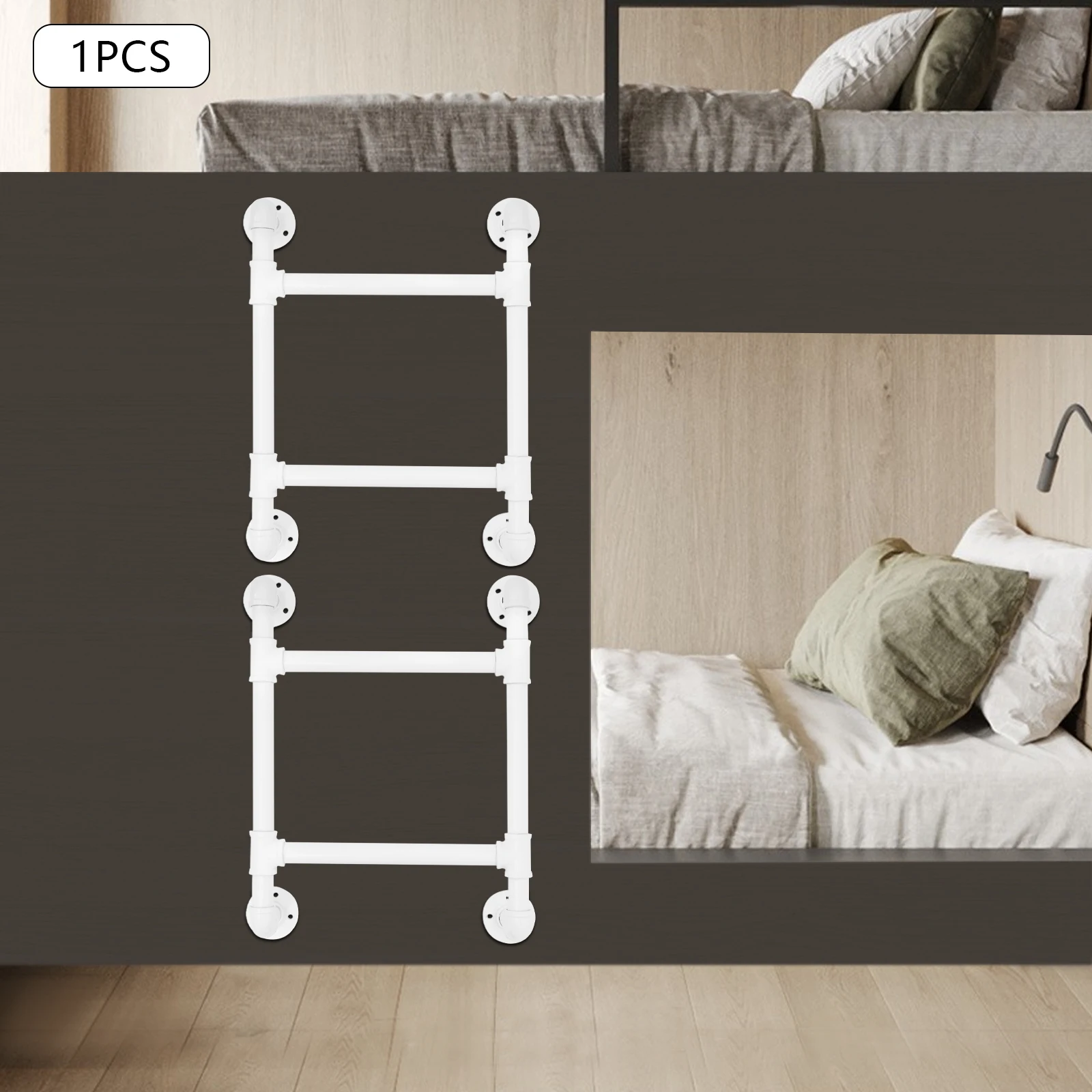 

58cm 2-Step White Iron Ladder,Wall-Mounted Ladders,Assembly Required for RVs,Lofts