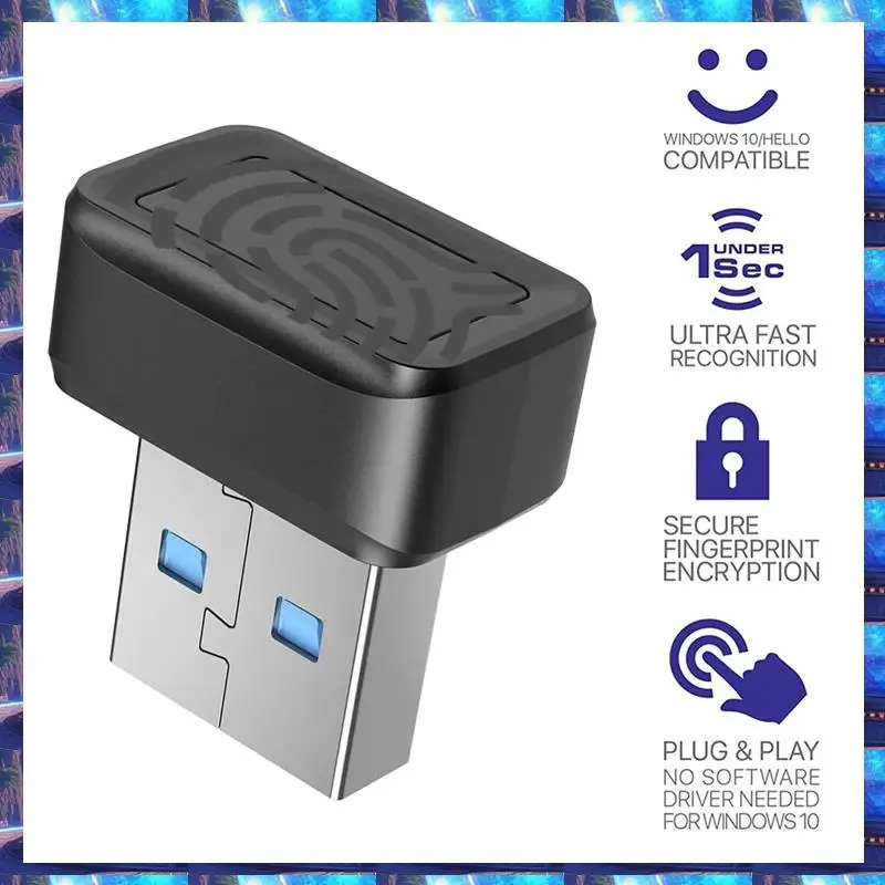 

2025 USB Fingerprint Key Reader FIDO U2F Speedy Matching Security Key Windows Hello Anti-Spoofing Mini Fingerprint Reader Easy T