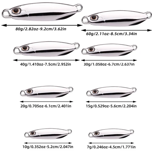 Imagen 2 del producto Señuelo para Pesca vertical de Metal con peso de 15G, 20G, 30G, 40G, plantilla de Metal plateado, Crankbait, Señuelos de Pesca Wobbler artificiales, cebo de trucha