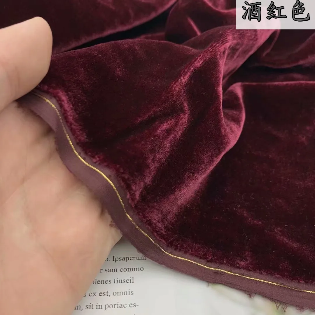 High-End Real Velvet Mulberry Silk Cloth Solid Color Gold Velvet Velvet Joe Velvet Fabric Width 140cm One Meter Price