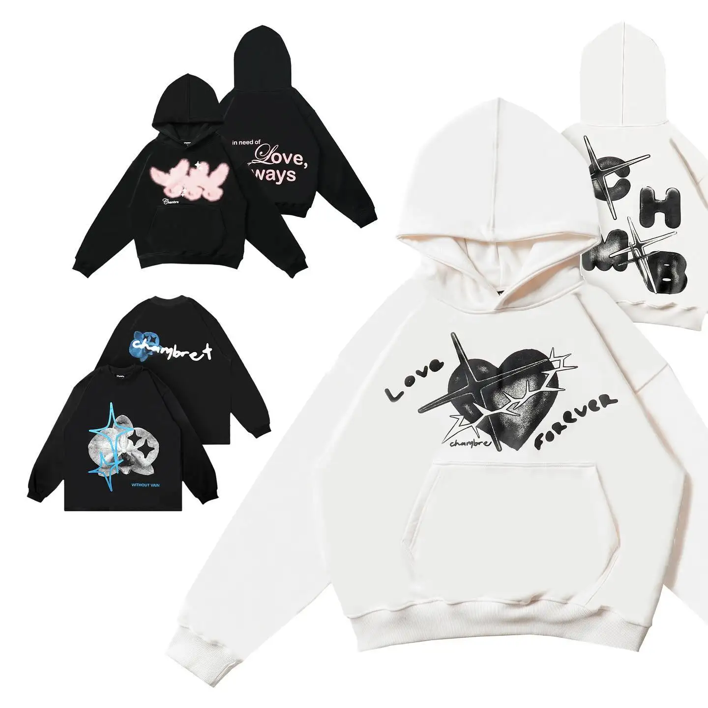 

American Style Heart Print Hoodie Oversized Y2k Goth Hoodies Women Harajuku Streetwear Tops Sweatshirt Grunge Women Clothing