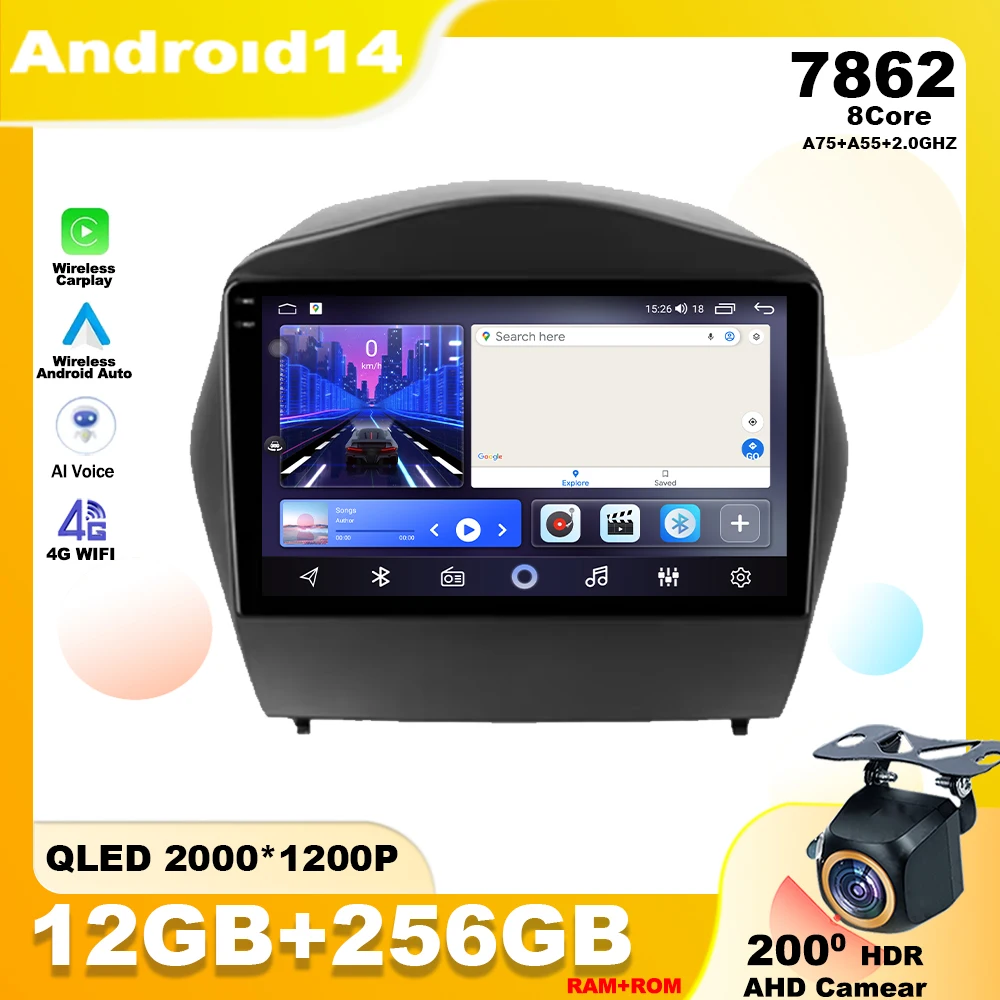 

Android 14 For Hyundai Tucson 2 IX35 2009 - 2015 Car Radio Multimedia Player Stereo Navigation GPS IPS QLED 4G Wireless Carplay
