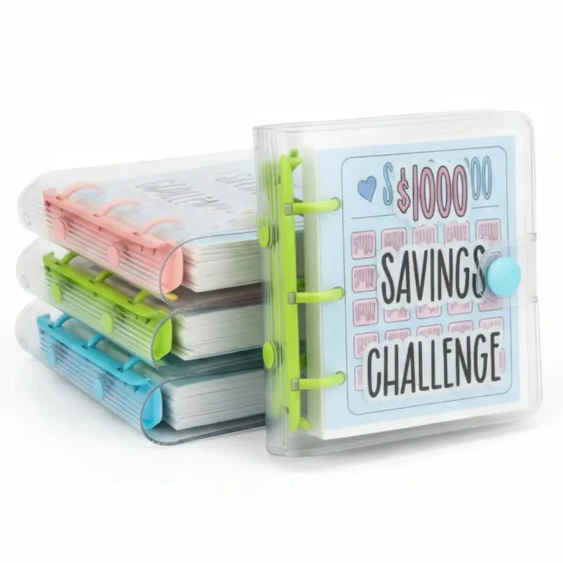 

Мини-блокнот для челленджа по экономии на 1000 долларов, портативный бюджетный ежедневник с 3 кольцами, планировщик для экономии денег, книга учета расходов.