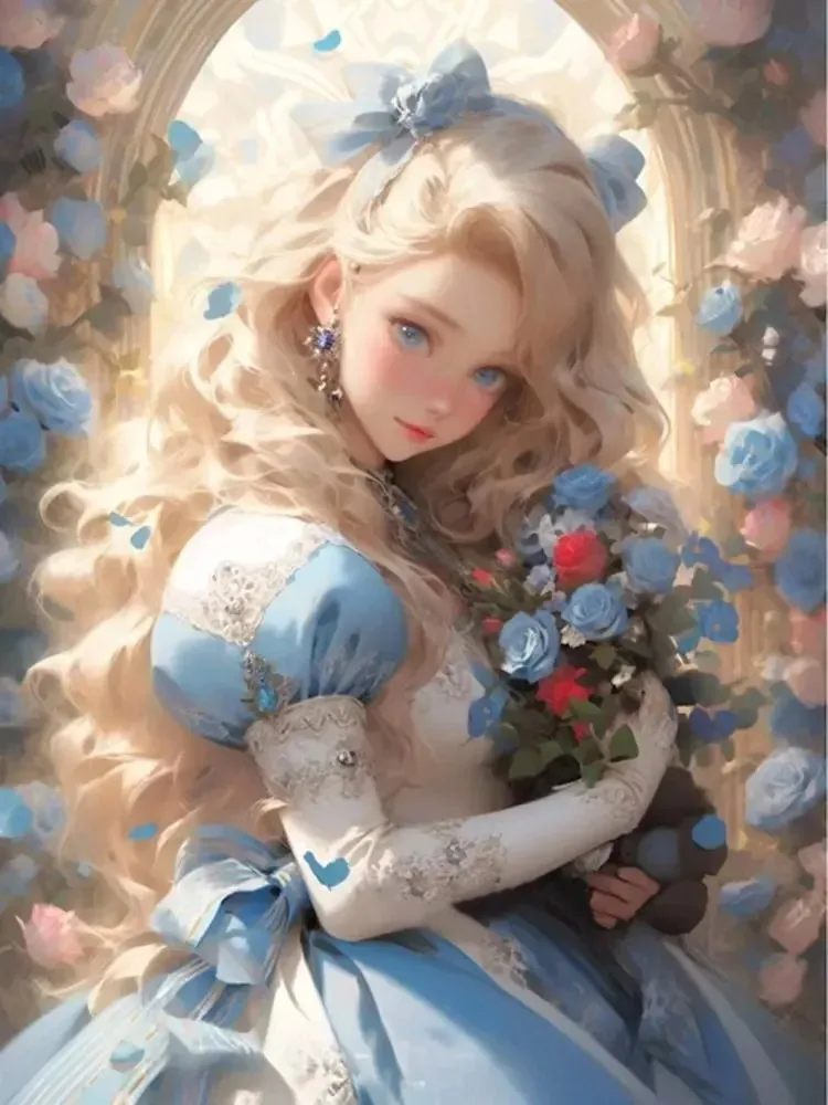 

1 Box of 500/1000/1200/2000PCS Puzzles for Adults Anime Girl Rose Jigsaw Puzzles Home Decoration Gift Frameless