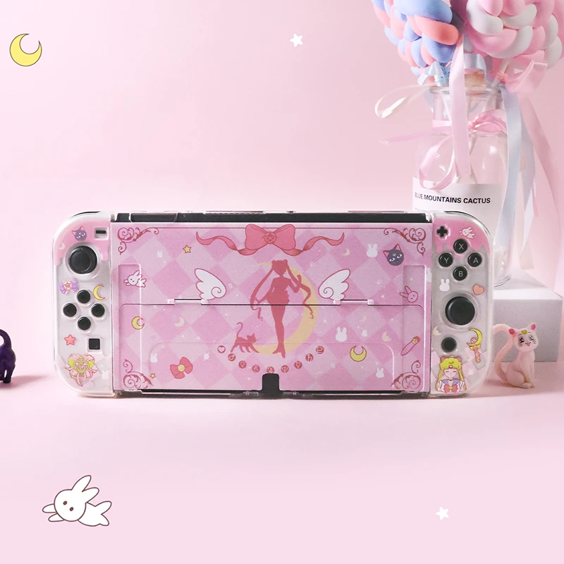 

Kawaii Protective Case For Nintendo Switch OLED Game Console Accessories Pink Cartoon Hard Case For Nintendo Switch OLED Shell