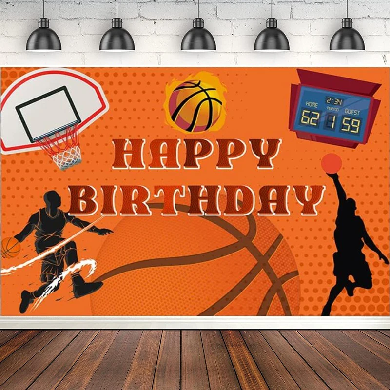 Basketball Themed Photography Backdrop Athletic Competition Boys Happy Birthday Party Background Banner Cake Table Decoration