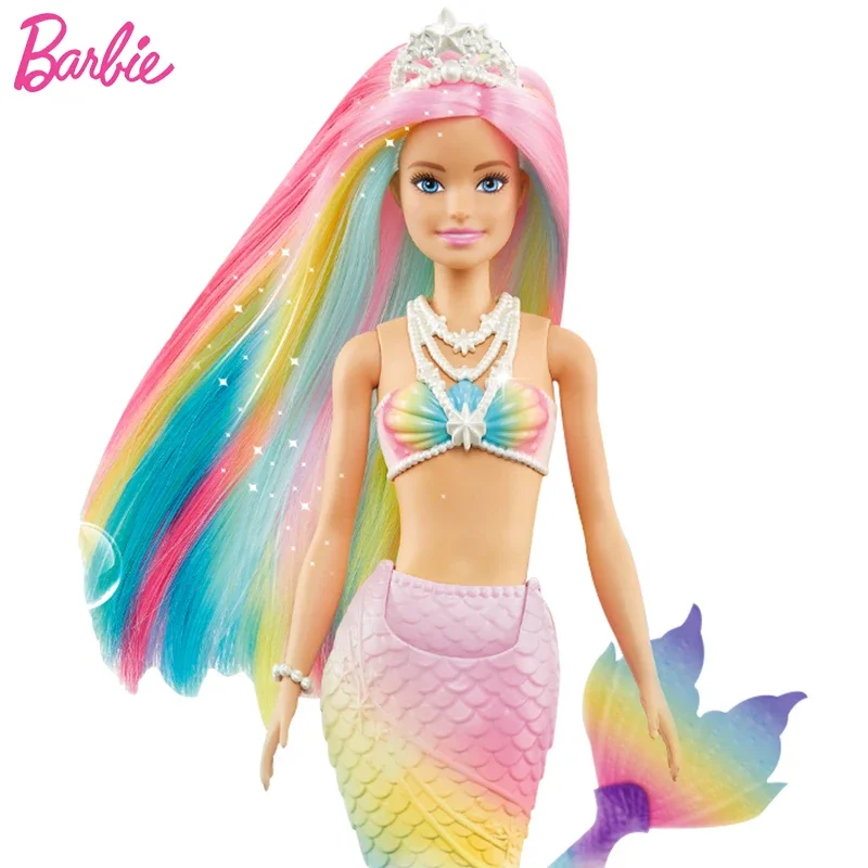 Muñeca Barbie Dreamtopia para niñas, Juguete de princesa Barbie, cambio de temperatura, sirena, Original, cuento de hadas
