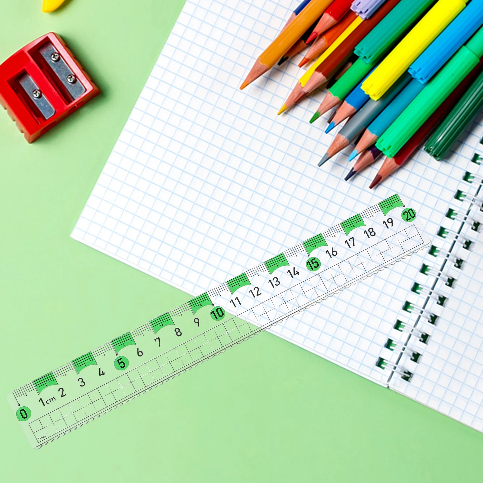 

10pcs Block Ruler 15cm 20cm Student Stationery Transparent Drawing Measuring Tool Multifunctional Student Office Geometry