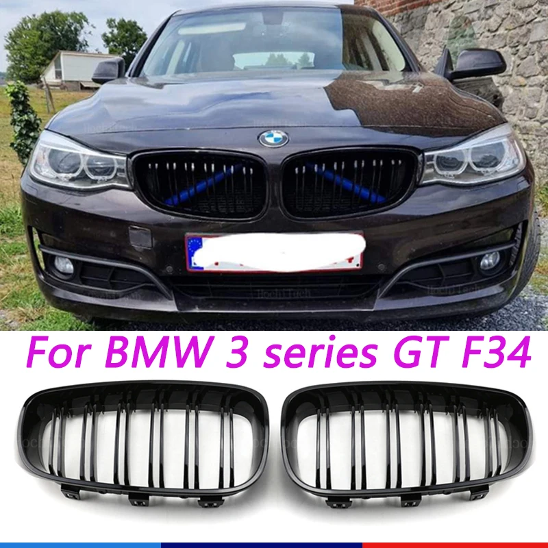 

Глянцевые черные решетки переднего бампера для BMW 3 серии GT F34 2012-2019 320i 328i 335i XDrive Double Line M Style