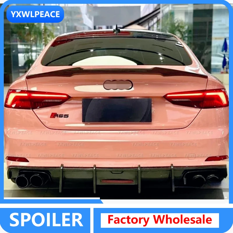 

M4 Style Real Carbon Fiber /FRP Black Rear Trunk Lip Spoiler Car Accessories For Audi A5 S5 Sline RS5 B9 2017-2021 4-Door