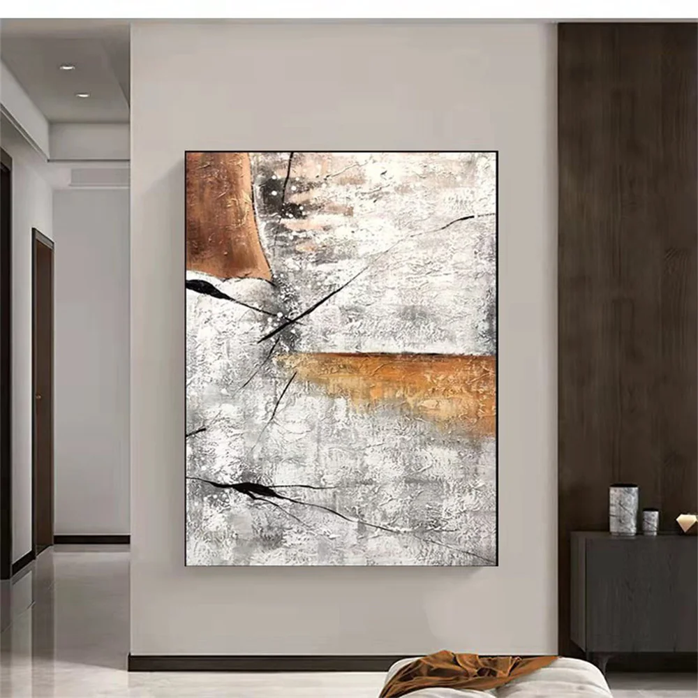 

100% Pure Hand-Painted Abstract Oil Painting In The Living Room, Home, Study, Porch, Canvas, Gold Modern Wall Art Decoration