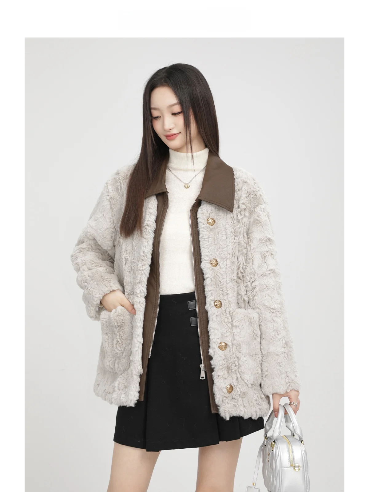 

Xinmon женская куртка из искусственного меха Thiened Fce на подкладке из кожи и меха, новый зимний топ высокого класса