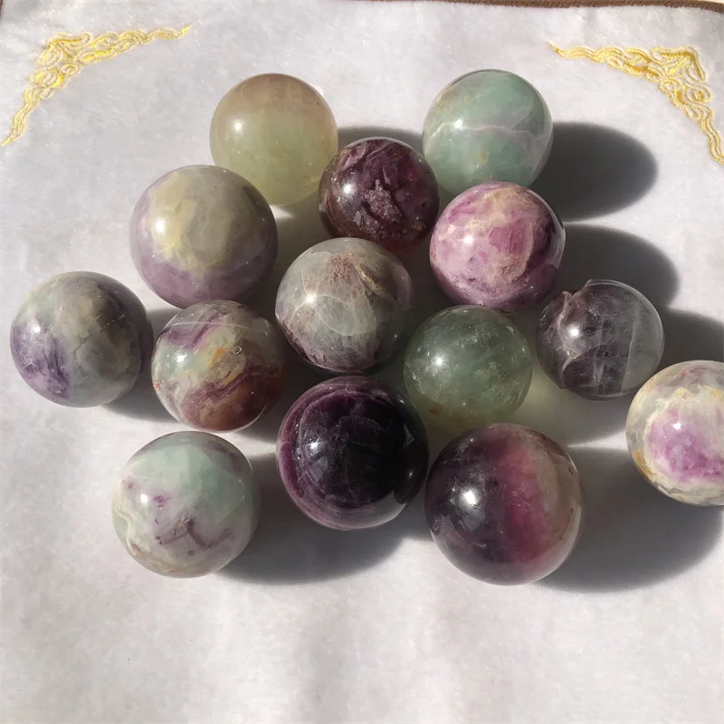 

wholesale 1kg（4pcs）Natural Crystal sphere Rainbow Fluorite Crystal Ball Decorative ball ornament