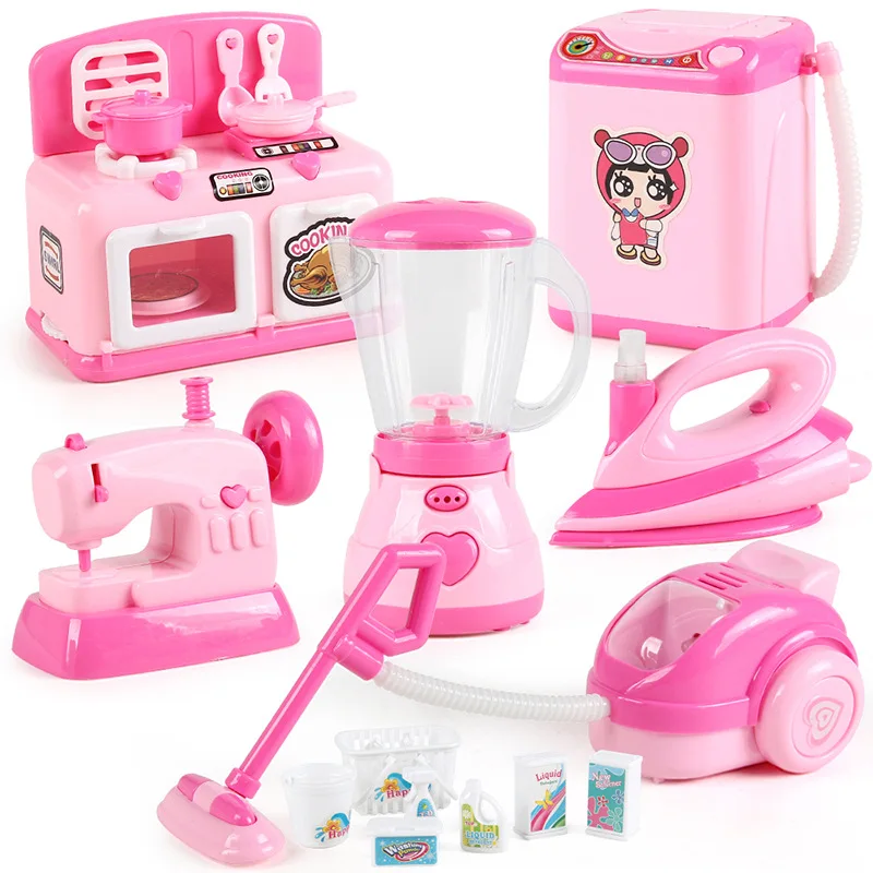 Bonito electrodoméstico para niños, casa de juegos, accesorios de juguete, simulación de cocina eléctrica, refrigerador, lavadora, exprimidor, juguete para regalo