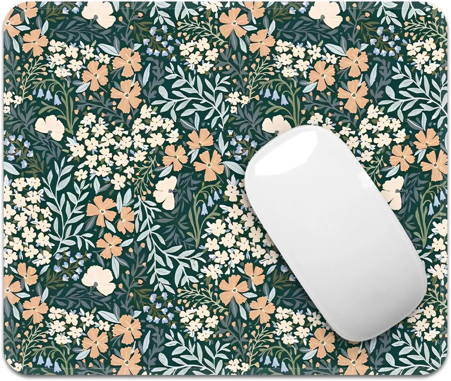 

Floral Stitched Edge Mouse Pad - 9.25x7.75 Inch Washable Non-Slip Desk Mat for Office Home Laptop