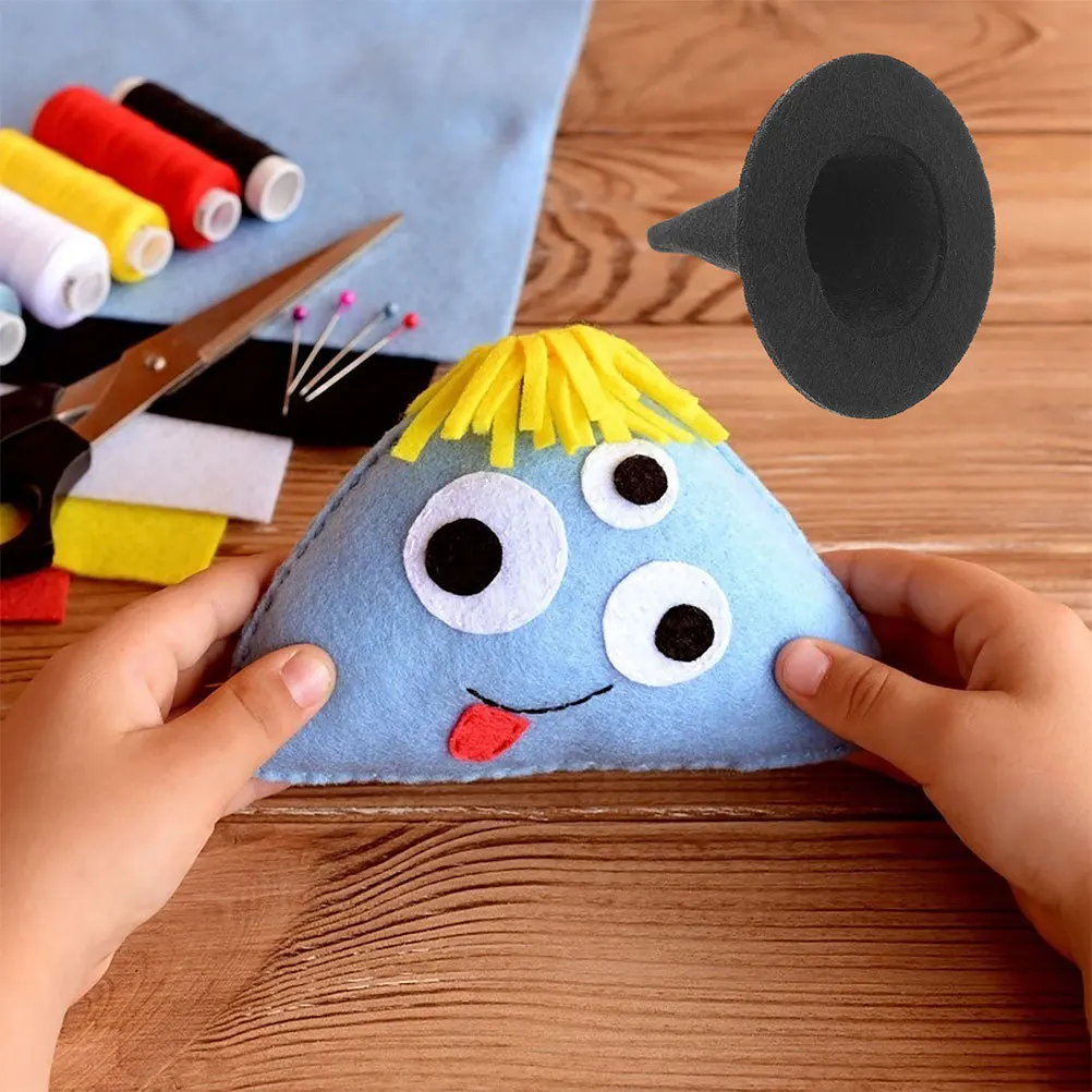 

2Sets Halloween Miniature Witch Hats Broom Set Mini House Decoration Cosplay Party Prop Tiny Witch Hat Ornaments