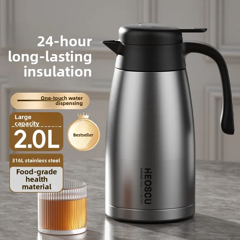 

Изолированная бутылка для воды из нержавеющей стали большой емкости для домашнего использования Горшок для теплой воды Длительная термоэффективность Современная простая ...