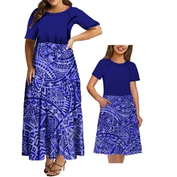 Polynesian Tribal women island dress plus size Family Matching Outfits Parent-child Clothes Samoan Puletasi Dress