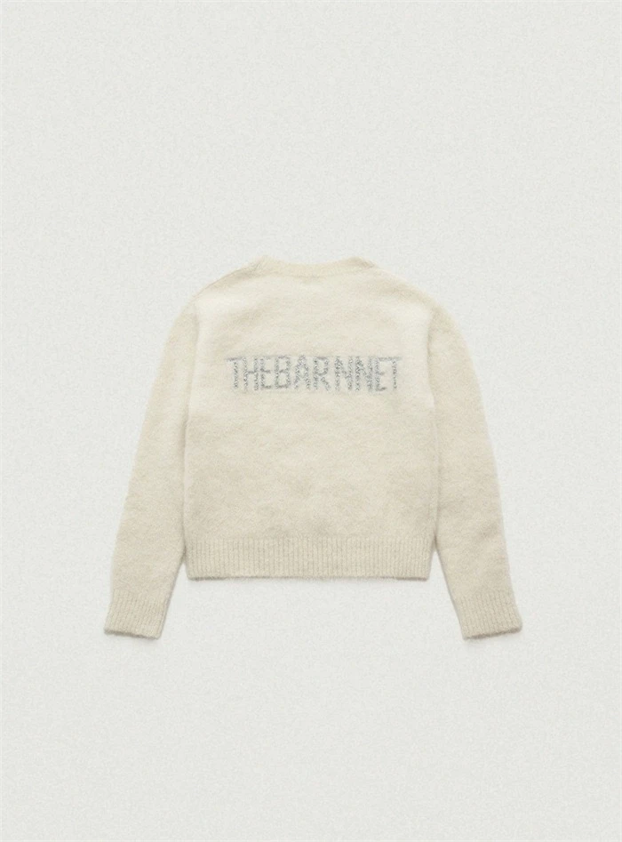 

PREON Knitted White Letter Embroidery round Ne Sweater Autumn Winter New Sle Warmth Comfortable Loose Fit Fem Top