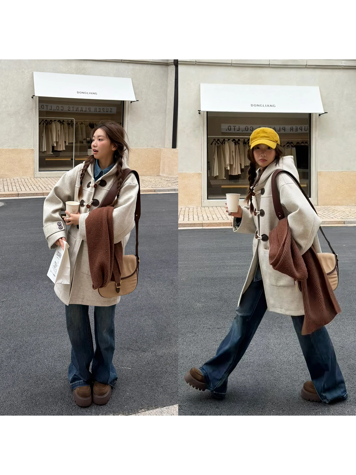 

Женское шерстяное пальто Huanghuang Home в стиле ретро с капюшоном, средней длины, модное, утепленное, зимнее, новинка, на одной пуговице