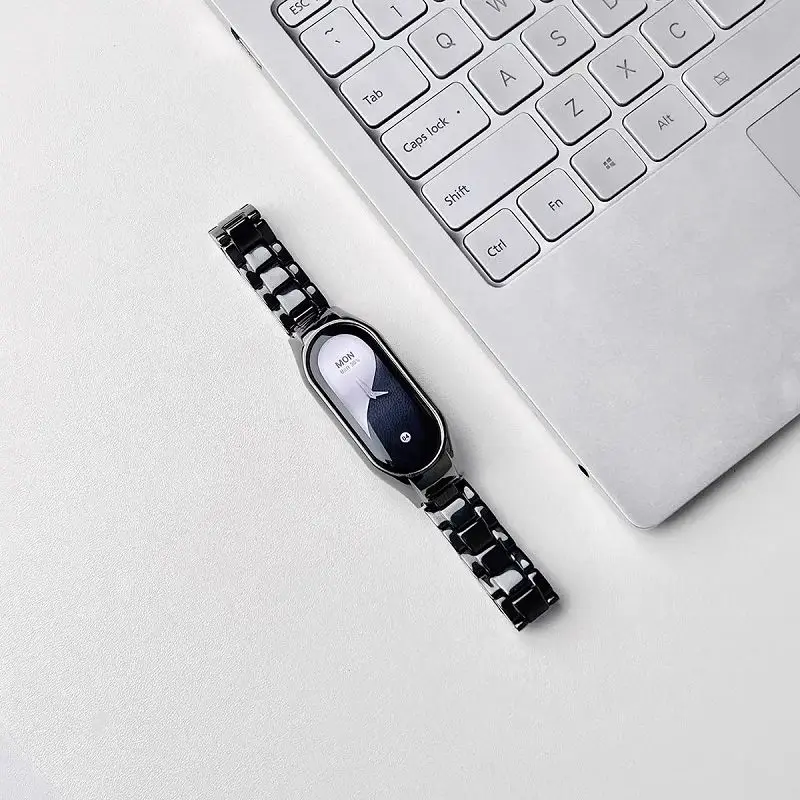 Luxury Ceramic Strap For Xiaomi Mi Band 9 Stainless Steel Buckle Bracelet Compatible with Smartwatch Mi Band 8 NFC Wristband