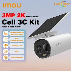 IMOU Cell 3C All In One New WiFi 3MP QHD Built-in Solar Panel 5000mAh Large Battery Full-color Wireless IP66 Home Security