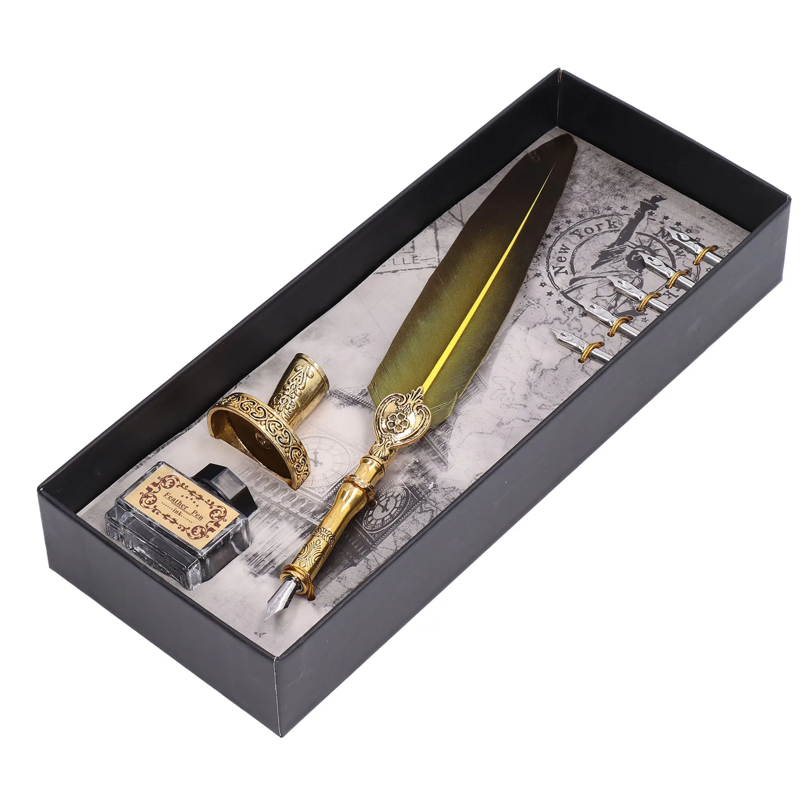 Gifts Metal Nib Feather Quill Pen European Vintage Retro Style Dip Pen Set Replacement Nibs With Gift Box Calligraphy Pen Office