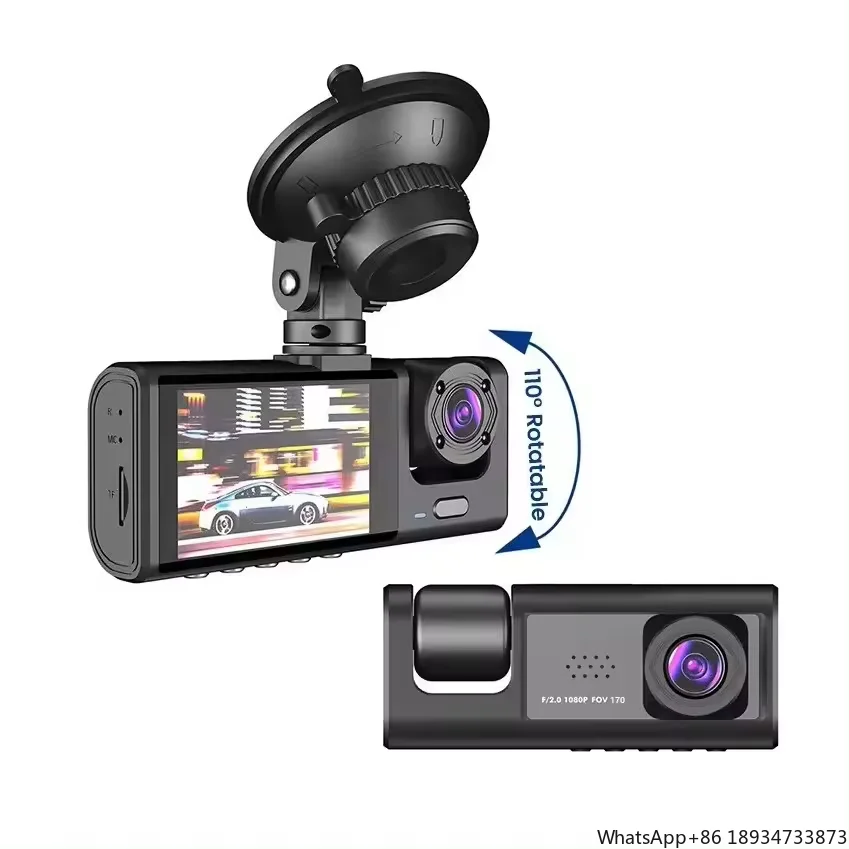 Dash cam 3 Channels 1080p Hd  Front Rear And Inner Camera Car Video Recorder Dvr Black Box  Driving record for car