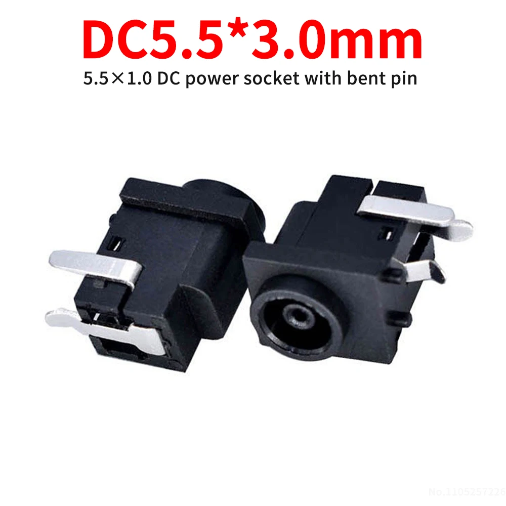 DC 5.5×3.0 mm power socket 5.5×1.0 mm DC power socket with bent pins DC charging port (1 pcs)
