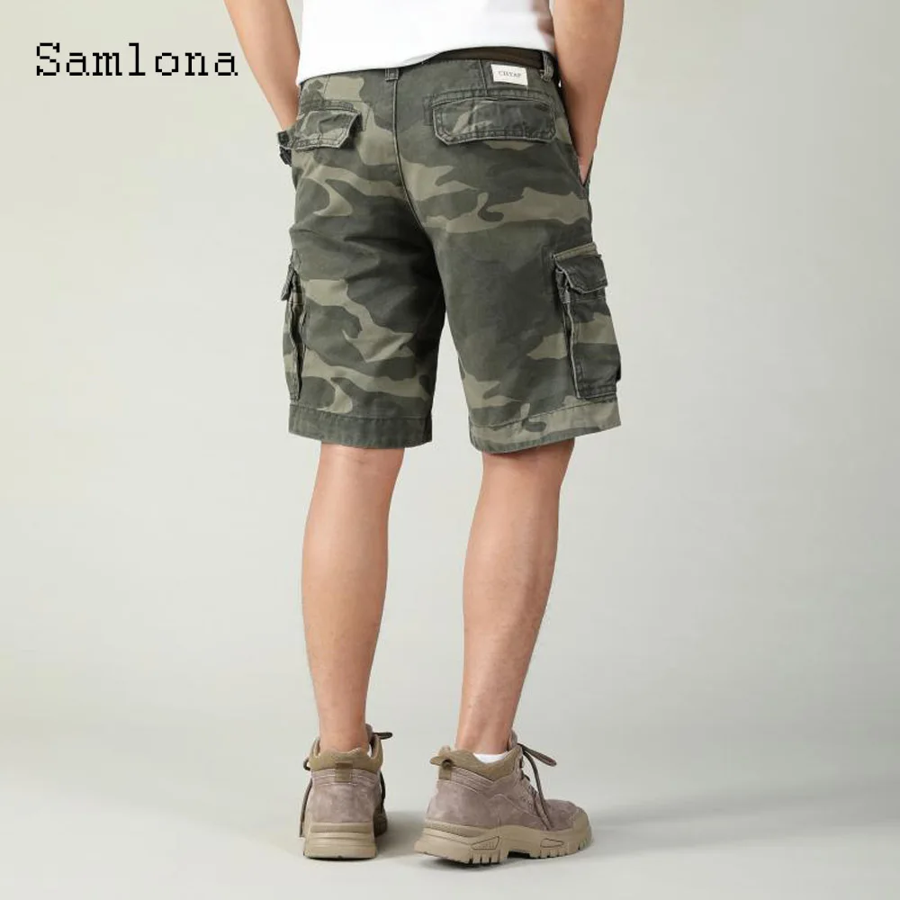 Plus Size Mens Fashion Zipper Pockets Cargo Shorts 2024 Stylish simplicity Men's Knee-Length Pants Outdoor Camo Basic Shorts New