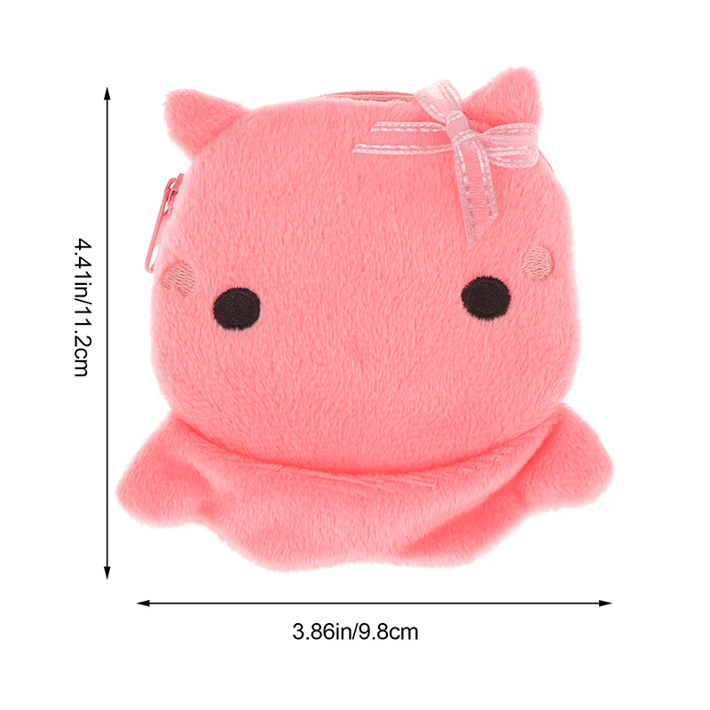 Portamonete da donna in peluche rosa con squalo portamonete carino con cerniera portamonete tridimensionale in peluche portamonete per cuffie