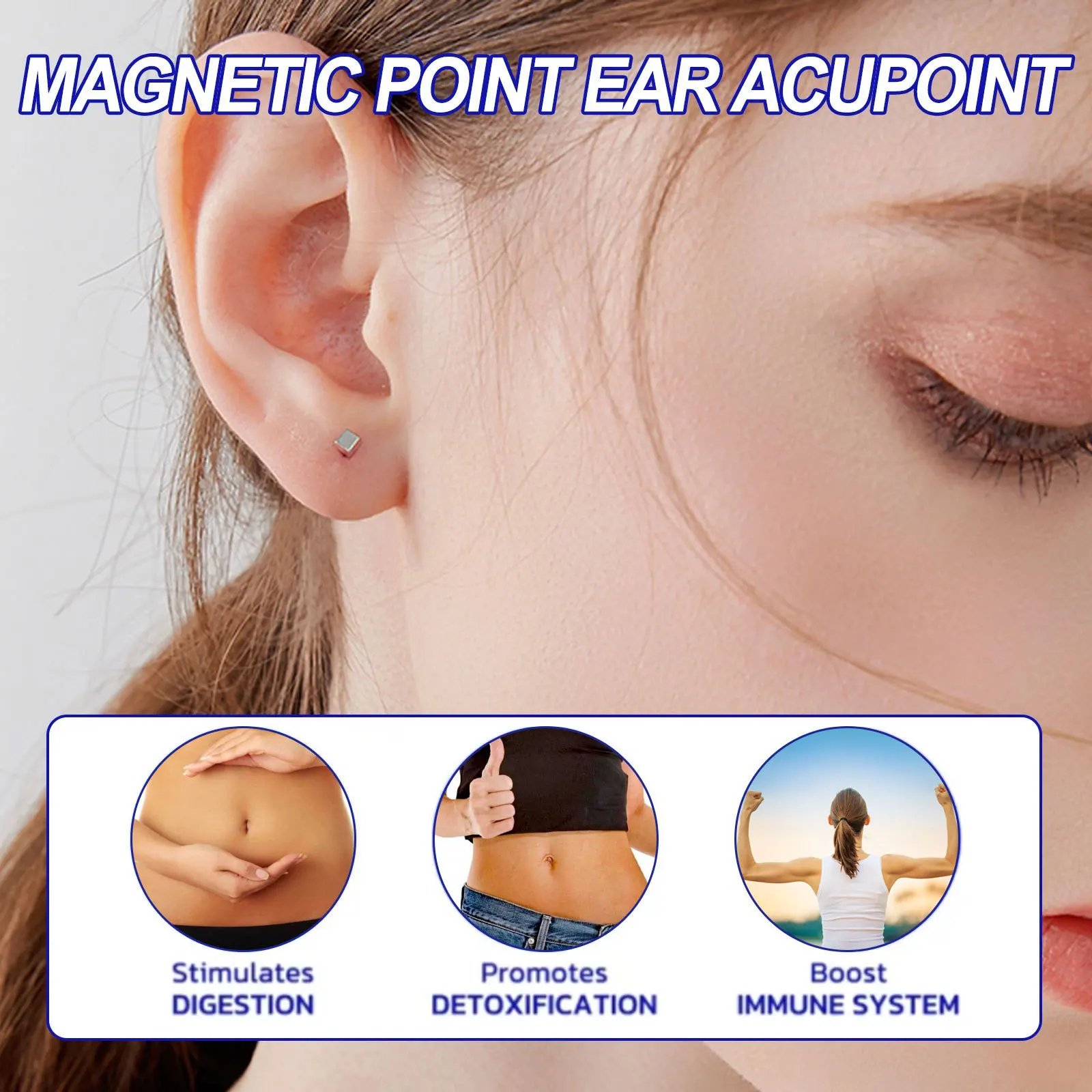 Ear Acupoint Lymphatic Sticker Magnetic Beads Slimming Lymph Swelling Treatment Losing Weight Acupuncture Therapy Ear Patches