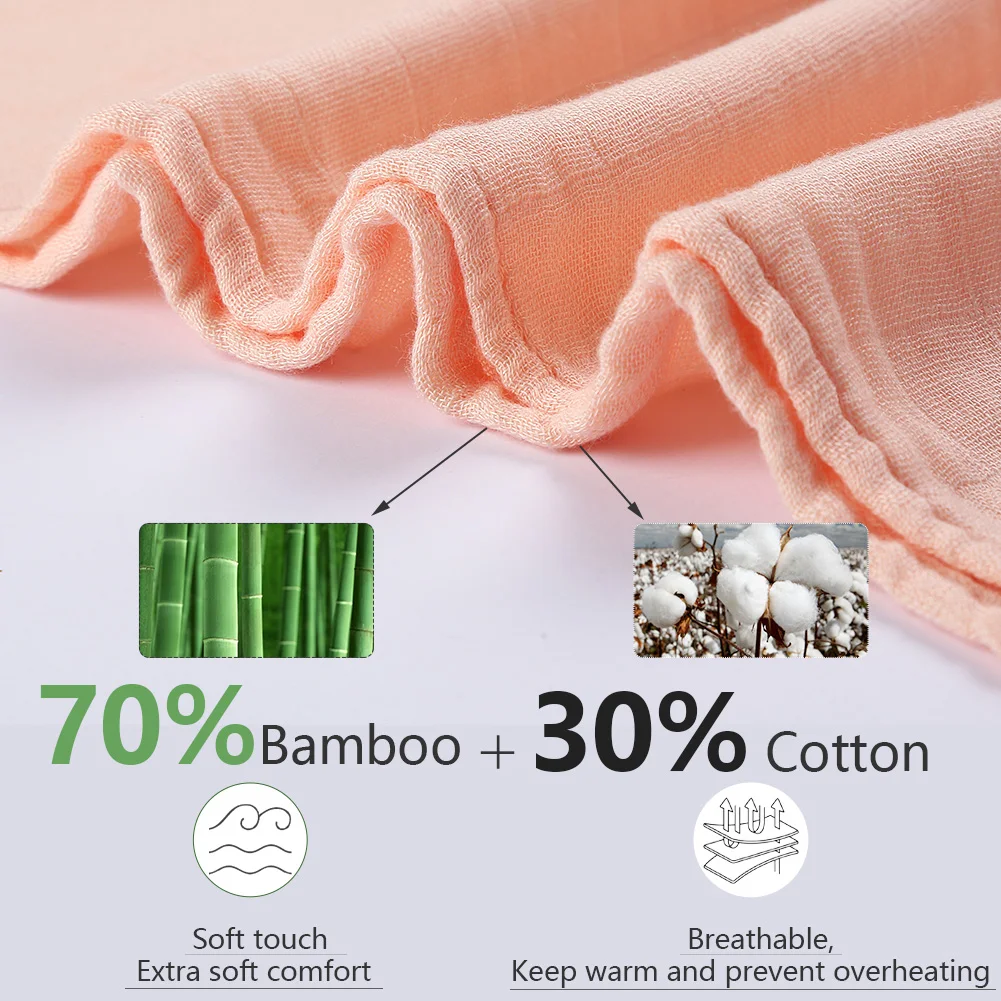 Solid Bamboo Cotton Baby Receiving Blanket Infant Kids Swaddle Wrap Bath Sleeping Warm Quilt Bed Cover Muslin Boy Girl Blankets