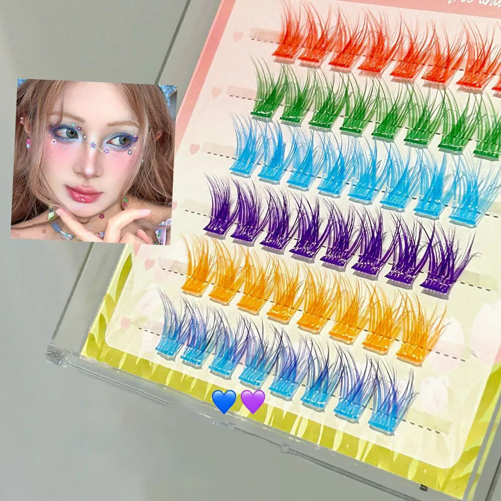 6 Rijen 6 Kleuren Gemengde Valse Wimpers Lijmvrij Gemengde Cartoon Gevoel Enkele Cluster Fotogenieke Valse Wimper Make-Up Accessoires