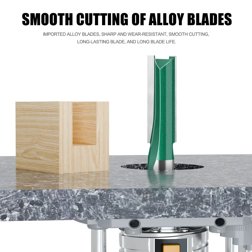 1PC 1/4 6MM Shank Milling Cutter Slotted Straight Cutter Router Bit Steel Alloy Cutter Double-edged Wood Carving Straight